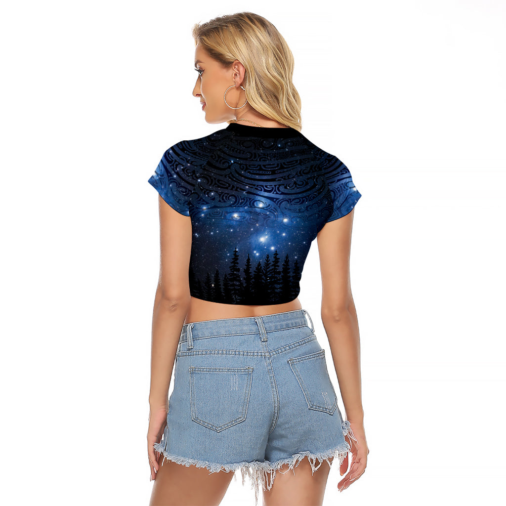 Matariki Te Tau Hou Māori Raglan Cropped T Shirt New Zealand Starry Sky